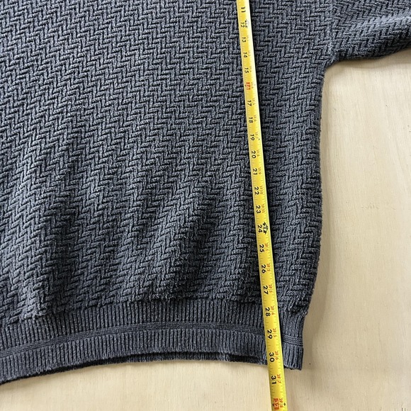 Vintage Repp Ltd Sweater Mens Large Gray Herringbone Knit Crewneck Pullover - Picture 6 of 8